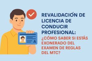 Personaje mostrando la renovación de su licencia de conducir