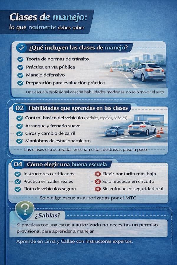 Infografía de clases de manejo